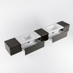 MONDIAZ BUKLA 280cm ensemble de meuble avec module ouvert 40 au milieu couleur Marron Foncé avec 4 tiroirs. Lavabo CLOUD double 0 trous de robinet couleur Talc. SW1382362