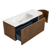 MONDIAZ KURVE-DLUX 115cm Meuble salle de bain avec module 25 D - couleur Walnut - 1 tiroir - 1 porte - vasque BIG SMALL gauche - 1 trou de robinet - couleur Frappe SW1137431