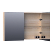 BRAUER Plain Spiegelkast - 100x70x15cm - 2 links/rechtsdraaiende spiegeldeuren - hout - white oak SW393090