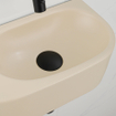 QeramiQ Fuente Ensemble de Lavabo - 40x21.5x12cm - lisse - demi-rond - sans trou pour robinet - céramique - ensemble de robinet noir mat - bouchon de vidange - siphon abaissé - beige SW1233085