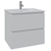 Adema Chaci Ensemble salle de bain - 60x46x57cm - 1 vasque en céramique blanche - 1 trou de robinet - 2 tiroirs - miroir rectangulaire - blanc mat SW816514