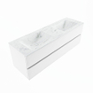 Mondiaz VICA-DLUX Ensemble de meuble de salle de bain - 150cm - meuble sous-vasque talc - 2 tiroirs - lavabo encastré cloud double - 2 trous de robinet - version haute de 60cm - opalo SW1088512