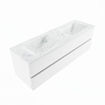 MONDIAZ VICA-DLUX Ensemble meuble de salle de bains - 150cm - meuble bas Talc - 2 tiroirs - lavabo encastré Cloud double - 2 trous de robinet - version haute 60cm - Opalo SW1088512