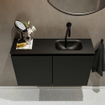 MONDIAZ TURE Kit lave-mains - 80x23x50cm - 0 trou de robinet - 2 portes - urban mat - Lavabo à droite - Solid Surface Noir SW475267