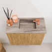 Mondiaz JOYA-DLUX 50cm toiletmeubel - kleur Oak - Wastafel FAYE positie Rechts 1 kraangat kleur Oza. SW1424094