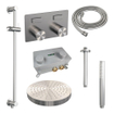 BRAUER Stripe Thermostatische Inbouw Regendouche - drukknoppen - 25cm douchekop - plafondarm - staaf handdouche - doucheslang - geïntegreerde glijstang - RVS-kleurig geborsteld PVD SW1435240