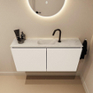 MONDIAZ TURE-DLUX Meuble toilette - 100cm - Talc - EDEN - vasque Opalo - position centrale - 1 trou de robinet SW1104118