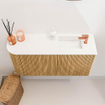 Mondiaz JOYA 81.6cm toiletmeubel - ronding links kleur Oak - Wastafel FAYE positie Rechts 1 kraangat kleur Talc. SW1421147