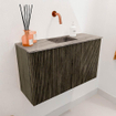Mondiaz JOYA-DLUX 70cm meuble de salle de bains - couleur Shadow - Vasque FAYE position Milieu Sans trou de robinet couleur Oza SW1425024