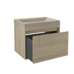 Forzalaqua Ibiza Ensemble meuble de salle de bains - 80x50x50cm - 1 tiroir - lavabo en travertin - sans trou de robinet - jeu de supports - bouchen de vidage - smoke SW1476835