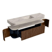 MONDIAZ THOR-DLUX 170cm badmeubel ronding links + rechts kleur Walnut met 1 lade en 2 deuren. Vrijhangende wastafel CLOUD Midden 1 kraangat kleur Nata. SW1465780