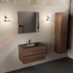 Mondiaz AIVY Ensemble de meuble - 80x45x50cm - 1 trou de robinet - 1 vasque Urban Solid surface - Centre - 2 tiroirs - avec miroir - Melamine Mocha SW892101