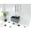 HR badmeubelen Matrix 3D Ensemble meuble de salle de bains 80cm 1 tiroir sans poignées avec profil de préhension en couleur Petrol mat avec lavabo djazz 1 trou de robinet noir mat SW857038