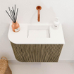 Mondiaz JOYA 51.6cm toiletmeubel - ronding links kleur Dusk - Wastafel FAYE positie Rechts Zonder kraangat kleur Talc. SW1421597