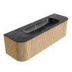 MONDIAZ KURVE-DLUX 150cm Meuble salle de bain avec module 25 G et D - couleur Oak - 1 tiroir - 2 portes - vasque BIG MEDIUM centre - sans trou de robinet - couleur Lava SW1137297