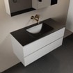 Mondiaz AIVY Ensemble de meuble - 100x45x50cm - 0 trous de robinet - 1 vasque Urban Solid surface - Centre - 2 tiroirs - avec armoire de toilette - MDF Talc SW892276