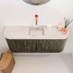 Mondiaz JOYA-DLUX 93.2cm toiletmeubel - ronding links en rechts kleur Shadow - Wastafel FAYE positie Midden Zonder kraangat kleur Nata. SW1425000