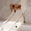 Brauer Copper Carving Robinet lavabo encastrable avec bec courbé droite et plaque Modèle A2 Cuivre brossé PVD SW715625
