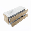 MONDIAZ VICA-DLUX Ensemble meuble de salle de bains - 130cm - meuble bas chêne blanchi - 2 tiroirs - lavabo encastré cloud à gauche - sans trous de robinet - version haute 60cm - opalo SW1088412