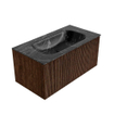 MONDIAZ KURVE-DLUX Meuble de salle de bains 90cm couleur Walnut avec 1 tiroir. Lavabo BIG SMALL central 1 trou de robinet couleur Lava. SW1137227