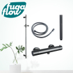 FugaFlow Eccelente Sobrado Ensemble de douche barre curseur avec douchette stick, flexible lisse et robinet de douche Gunmetal PVD SW1124052