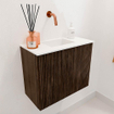 Mondiaz JOYA 50cm toiletmeubel - kleur Walnut - Wastafel FAYE positie Midden Zonder kraangat kleur Talc. SW1421259