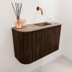 Mondiaz JOYA-DLUX 61.6cm toiletmeubel - ronding links kleur Walnut - Wastafel FAYE positie Rechts Zonder kraangat kleur Arena. SW1424355