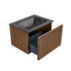 MONDIAZ KURVE-DLUX 60cm Meuble salle de bain - couleur Walnut - 1 tiroir - vasque CLOUD centre - sans trou de robinet - couleur Lava SW1137228