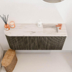 Mondiaz JOYA-DLUX Meuble de salle de bains 91.6cm - arrondi gauche couleur Shadow - Vasque FAYE position Droite 1 trou de robinet couleur Nata SW1424989