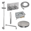 BRAUER Stripe Thermostatische Inbouw Regendouche - drukknoppen - SET 32 - 25cm douchekop - gebogen muurarm - staaf handdouche - doucheslang - geïntegreerde glijstang - chroom SW1434769