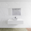 Mondiaz Lagom Meuble salle de bains 130x30.9x45cm Solid Surface Talc 1 tiroir avec lavabo BINX vasque à poser Centre 1 trou de robinet SW409023