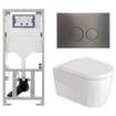Duravit Me by starck Toiletset - inbouwreservoir met UP320 spoelmachine - softclose zitting - metaal gunmetal bedieningsplaat - ronde knoppen - metaal gunmetal SW1574327