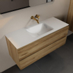 Mondiaz AIVY Ensemble de meuble - 120x45x50cm - 0 trous de robinet - 1 vasque talc Solid surface - Centre - 2 tiroirs - avec miroir - Melamine Chai SW892322