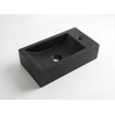FugaFlow Eccelente Arredo Ensemble meuble de toilette - 40x65cm - 1 porte - 1 trou de robinet - droit - vasque en pierre naturelle foncée - noir mat SW1522202