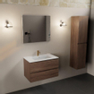 Mondiaz AIVY Ensemble de meuble - 80x45x50cm - 1 trou de robinet - 1 vasque Talc céramique - Centre - 2 tiroirs - avec miroir - Melamine Mocha SW892217