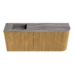 Mondiaz JOYA-DLUX Meuble de toilette 101,6cm - arrondi droite couleur Chêne - Vasque FAYE position Gauche 1 trou de robinet couleur Oza SW1424113