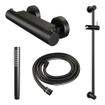 BRAUER Stripe Opbouw Douche Thermostaatkraan - SET 01 - glijstang - staaf handdouche - doucheslang - mat zwart SW1435109