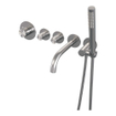 BRAUER Brushed Edition Badkraan Inbouw - douchegarnituur - 20cm uitloop - inclusief inbouwdeel - 3 gladde knoppen - handdouche staaf 1 stand - PVD - geborsteld RVS SW374415
