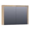 BRAUER natural wood Spiegelkast - 100x70x15cm - 2 links/rechtsdraaiende spiegeldeuren - hout - grey oak SW2936