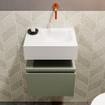 MONDIAZ ANDOR Meuble WC - 40x30x30cm - 0 trous de robinet - 1 tiroir - army mat - vasque à droite - Solid surface - Blanc SW474061