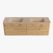 Mondiaz CIRO-DLUX Meuble de salle de bains - 160x45x50cm - Plan vasque Solid surface Saba - 2 bacs Double - sans trous de robinet - 4 tiroirs - Chêne SW1531247