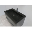 Basic Bella Meuble salle de bains avec lavabo acrylique avec miroir Noir 80x55x46cm 1 trou de robinet Anthracite mat SW491851