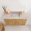 Mondiaz JOYA-DLUX 60cm meuble de toilette - couleur Chêne - Vasque FAYE position Milieu 1 trou de robinet couleur Glace. SW1421992