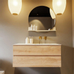 MONDIAZ VICA-DLUX Ensemble meuble de salle de bains - 110cm - meuble bas Washed oak - 2 tiroirs - lavabo encastré cloud à droite - sans trous de robinetterie - version haute 60cm - frape SW1088763