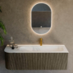 Mondiaz KURVE Ensemble meuble de salle de bains - 135x46x40cm - 1 tiroir - 1 porte - lavabo solid surface - droit - 1 trou de robinet - Shadow SW1414115