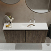 MONDIAZ TURE Kit lave-mains - 100x23x50cm - 1 trou de robinet - 2 portes - marron foncé mat - Lavabo centré - Acrylique Blanc SW475166