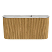 Mondiaz JOYA-DLUX 83.2cm meuble de salle de bains - arrondis gauche et droite couleur Oak - Vasque FAYE position Milieu Sans trou de robinet couleur Glace SW1422036