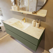 MONDIAZ VICA-DLUX Ensemble meuble de salle de bains - 130cm - meuble sous-vasque army - 2 tiroirs - lavabo encastré cloud au milieu - 1 trou de robinet - version haute 60cm - frape SW1088720