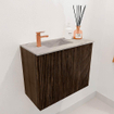 Mondiaz JOYA-DLUX Meuble de toilette 50cm - couleur Walnut - Vasque FAYE position Gauche 1 trou de robinet couleur Glace SW1422363