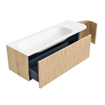 MONDIAZ KURVE 135cm Meuble salle de bain avec module 25 D - couleur Oak - 1 tiroir - 1 porte - vasque BIG MEDIUM gauche - 1 trou de robinet - Talc SW1138202